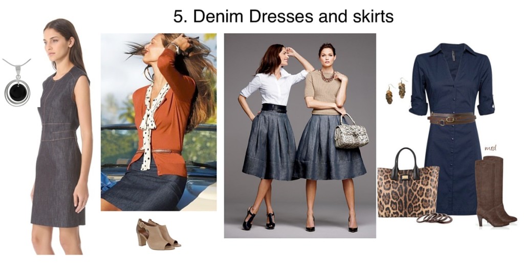 Denim dresses and skirts for work
