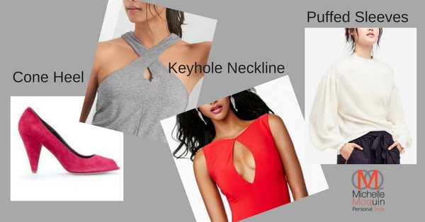 Images Keyhole Neckline, Cone Heel, Puffed Sleeves
